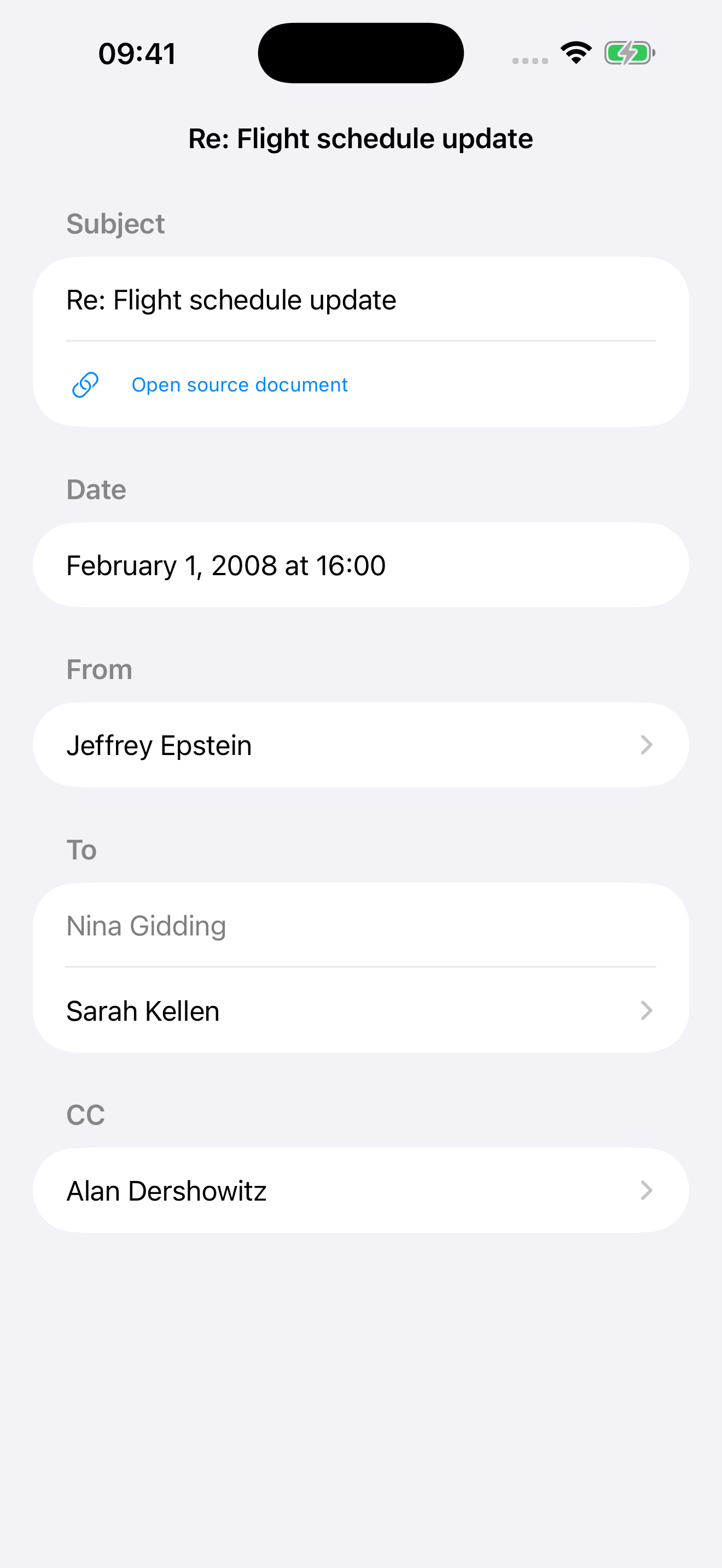 Email metadata screen